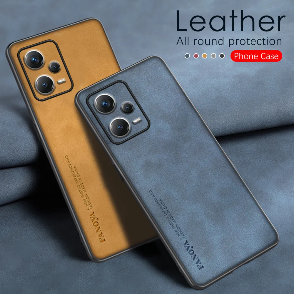 Sheepskin Leather Phone Case For Xiaomi Redmi Note 12 Pro Plus 5G Redmy Note12 ProPlus 12Pro Camera Shockproof Soft Cover Coque