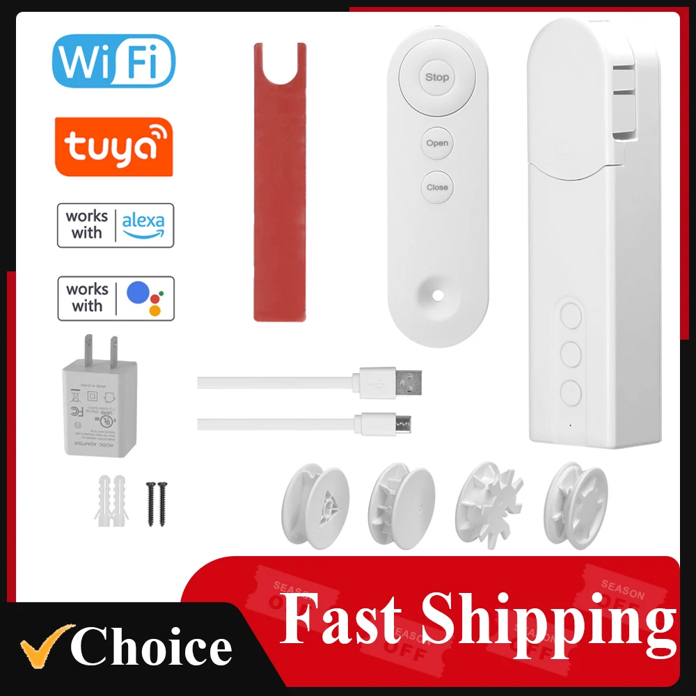 Tuya WIFI Smart Pull Bead Curtain Motor Chain Roller Blinds Pull Bead Curtain Motor System For Alexa Google Home Voice Control