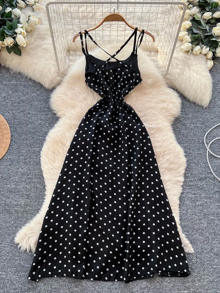 프렌치 슬레 오프숄더 깅엄 새틴 롱 드레스 여성 슬림 핏 하이 웨이스트 A라인 스커트 여름 시즌 출퇴근용