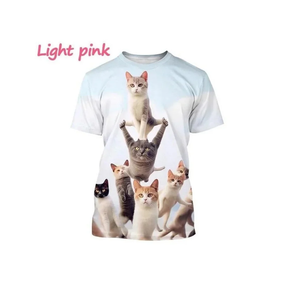 2025 Boy T-Shirts Cute Animal Cat 3d Print Fashion Short Sleeved Animal Tops Casual T-Shirts Boys' Clothing Children T-Shirts