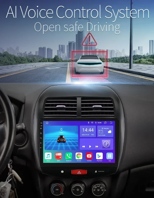 9인치 안드로이드 13.0 2+32G 차량용 GPS 네비게이션 멀티미디어 플레이어 라디오 테이프 레코더 헤드 유닛 카플레이 미쓰비시 ASX 2010-2018용