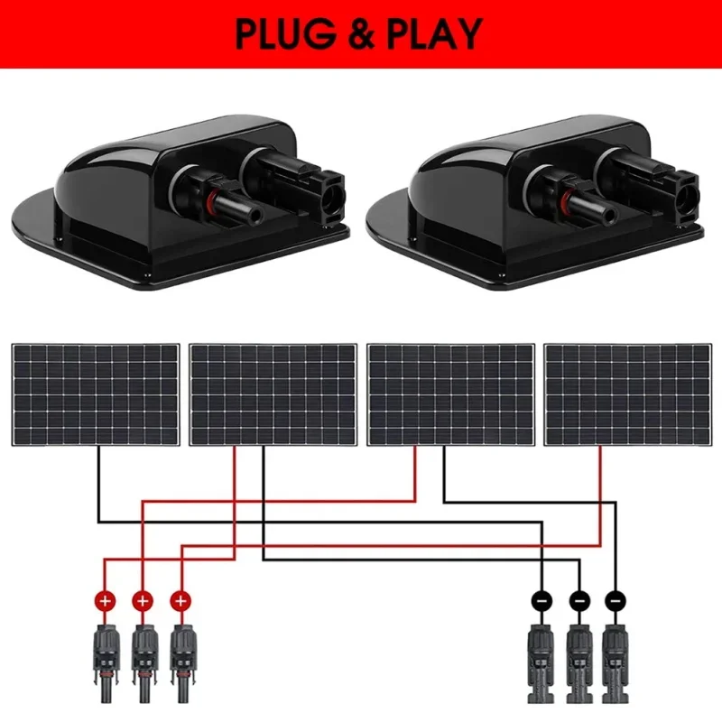 NEW Photovoltaic RV Junction Box ABS Double Hole Wire Cable Connector Solar Panels Sealing Box Waterproof For RV Caravan