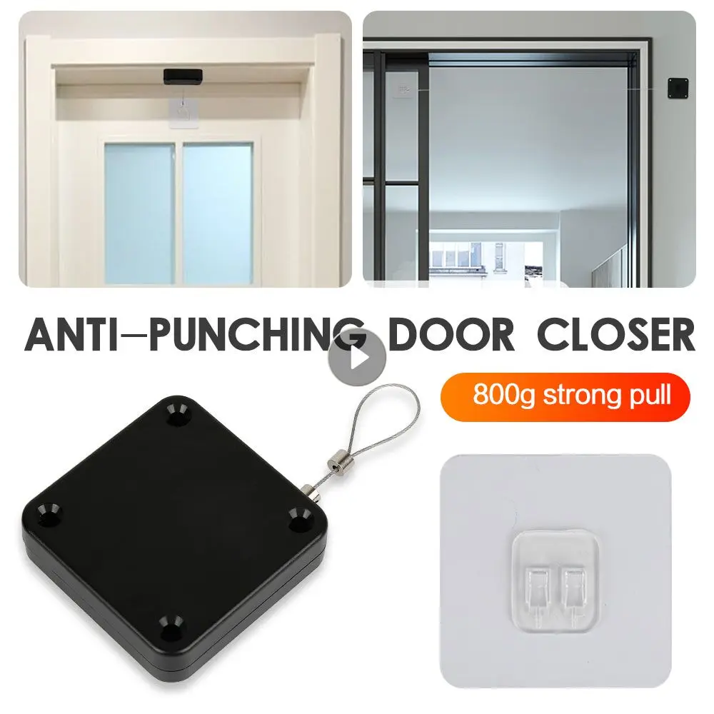 Automatic Door Closer Punch-Free Soft Close Door Closers For Sliding Door Glass Door 500g Tension Closing Device Door Hardware