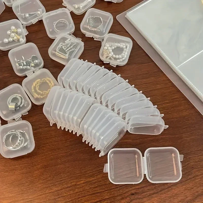 10 Piece Set of High Transparency Plastic Small Square Box, Water Diamond Earplug Box, Transparent Jewelry Box, Storage Box