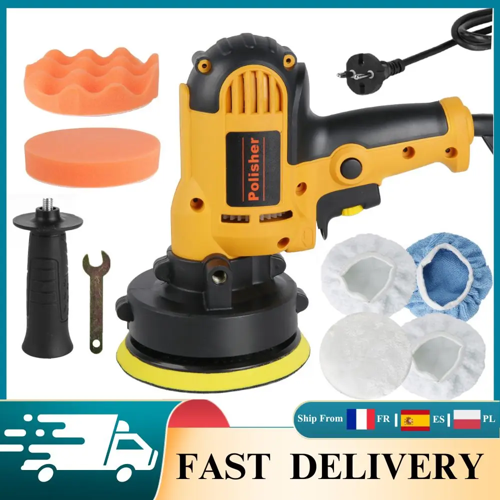 Polisseuse électrique pour voiture, polisseuse rotative à 6 vitesses, machine de polissage pour l'esthétique automobile avec fonctions de ponçage et de cirage, tampon de polissage de 125 mm