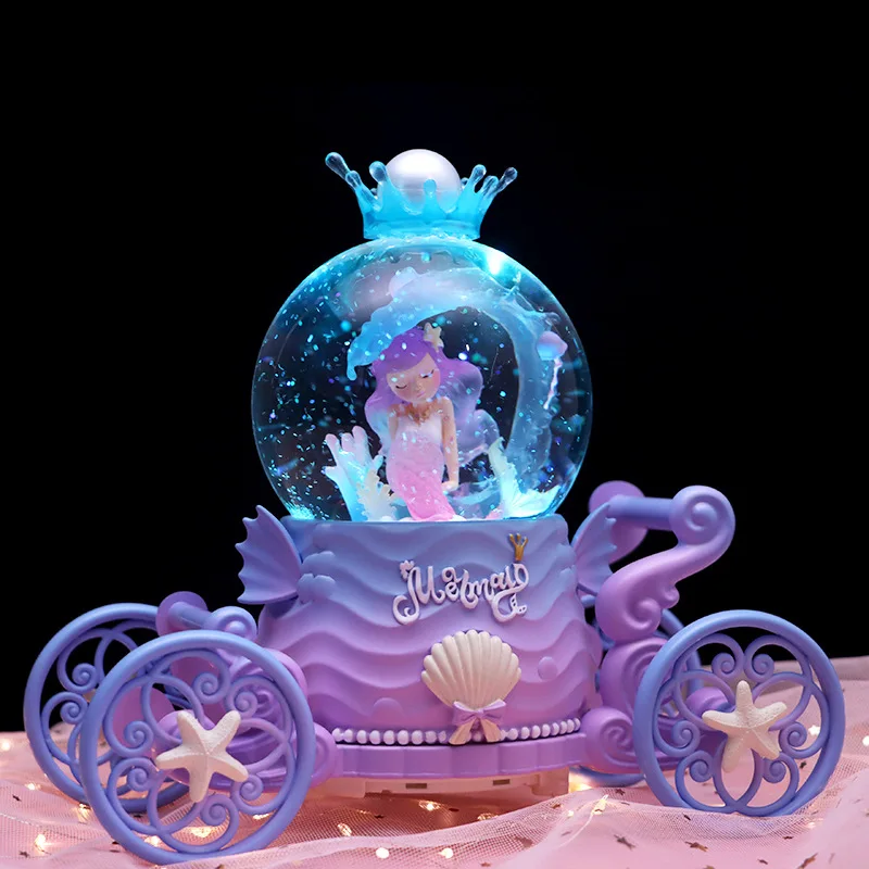 

Mermaid Princess Castle Crystal Ball Music Box Rotating Pumpkin Carriage Octopus Box baby photography props