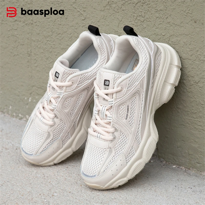 Baasploa Women Sports Shoes Outdoor Lightweight Breathable Jogging Sneakers Female Casual Mesh Anti-slip Lace Up Running Shoes image 3