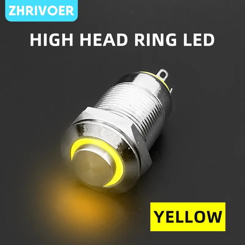 12mm Waterproof Metal Push Button Switch LED Light Momentary Locking Car Engine PC Power Switch 3V 5V 12V 24V 220V Ring Symbol - Image 12
