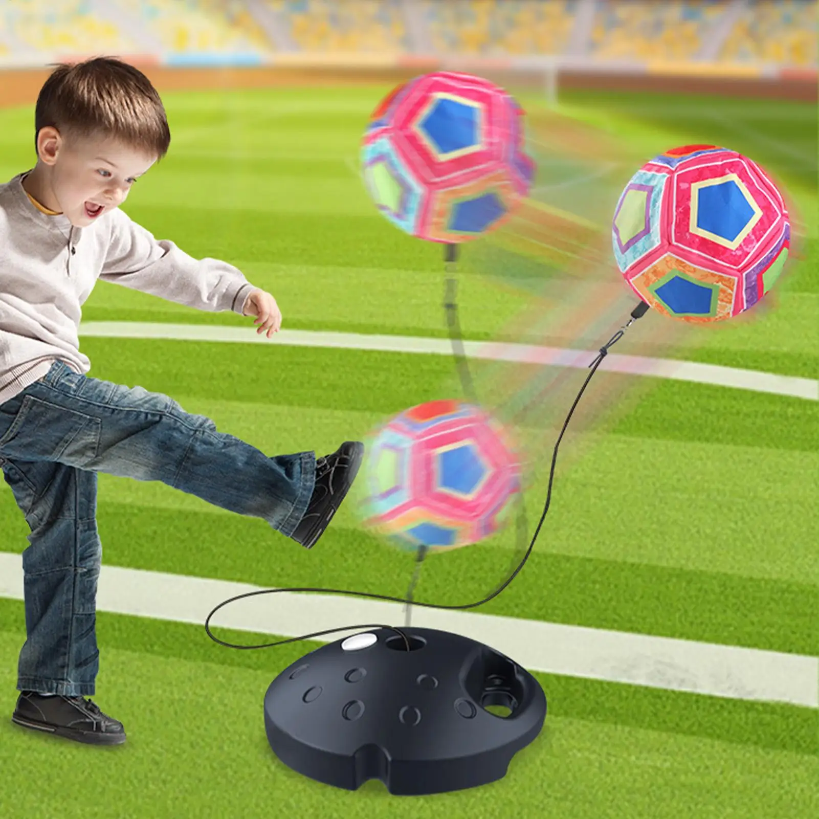 Peralatan Latihan Sepak Bola Pelatih Sepak Bola Dengan Tali Elastis Dan Tas Bola Olahraga Rebound Untuk Kemampuan Menendang Akurasi Pas