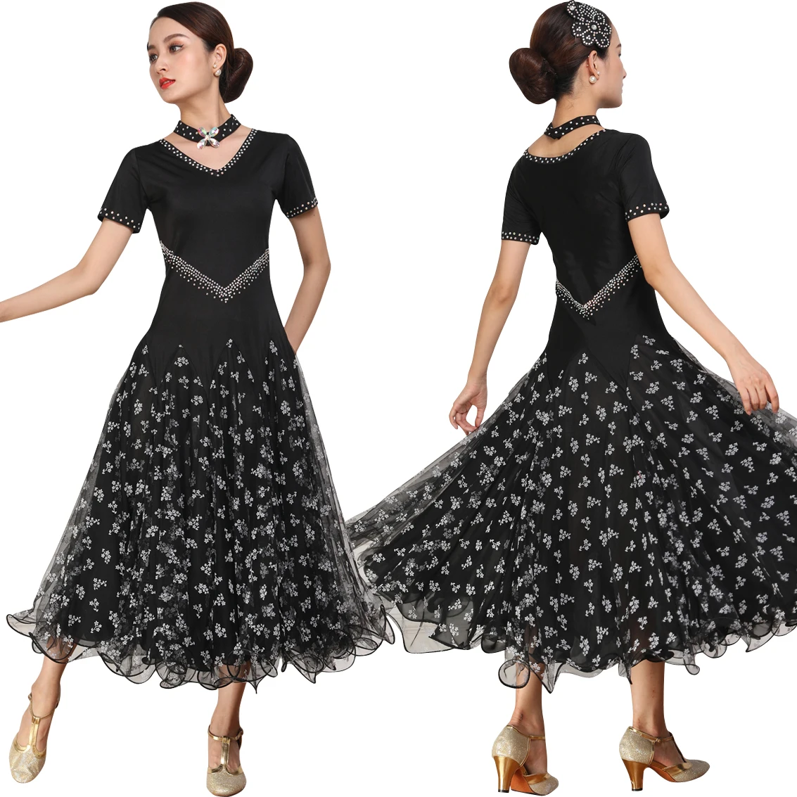 Blume Ballroom Dance Kleider Für Frauen Hohe Qualität Praxis Tragen Bühne Kostüm Floral Flamenco Kleider Exotische Dancewear