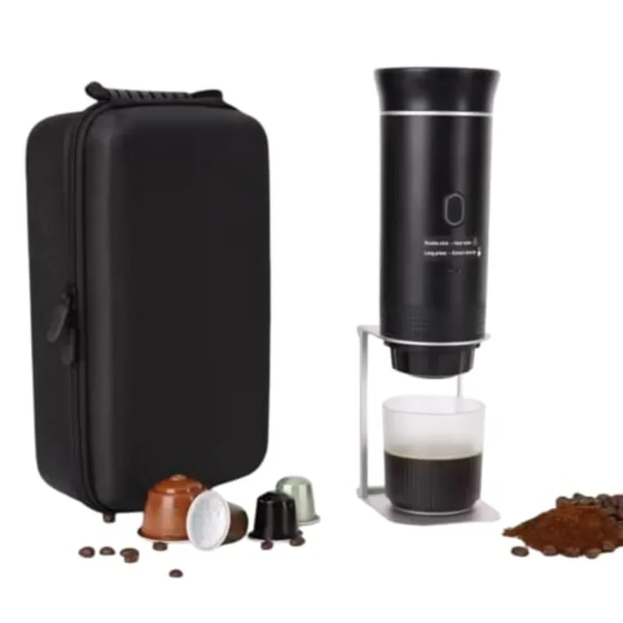 

Портативная самонагревающаяся кофеварка для эспрессо с USB-C для путешествий, совместимая с молотым кофе и капсулами NES DG, компактный дизайн