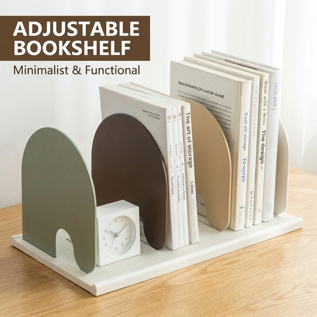 

Metal Desk Bookend, Large Capacity Holds Books, Anti-Tip Sturdy Design, Space-Saving Shelf for Home Office