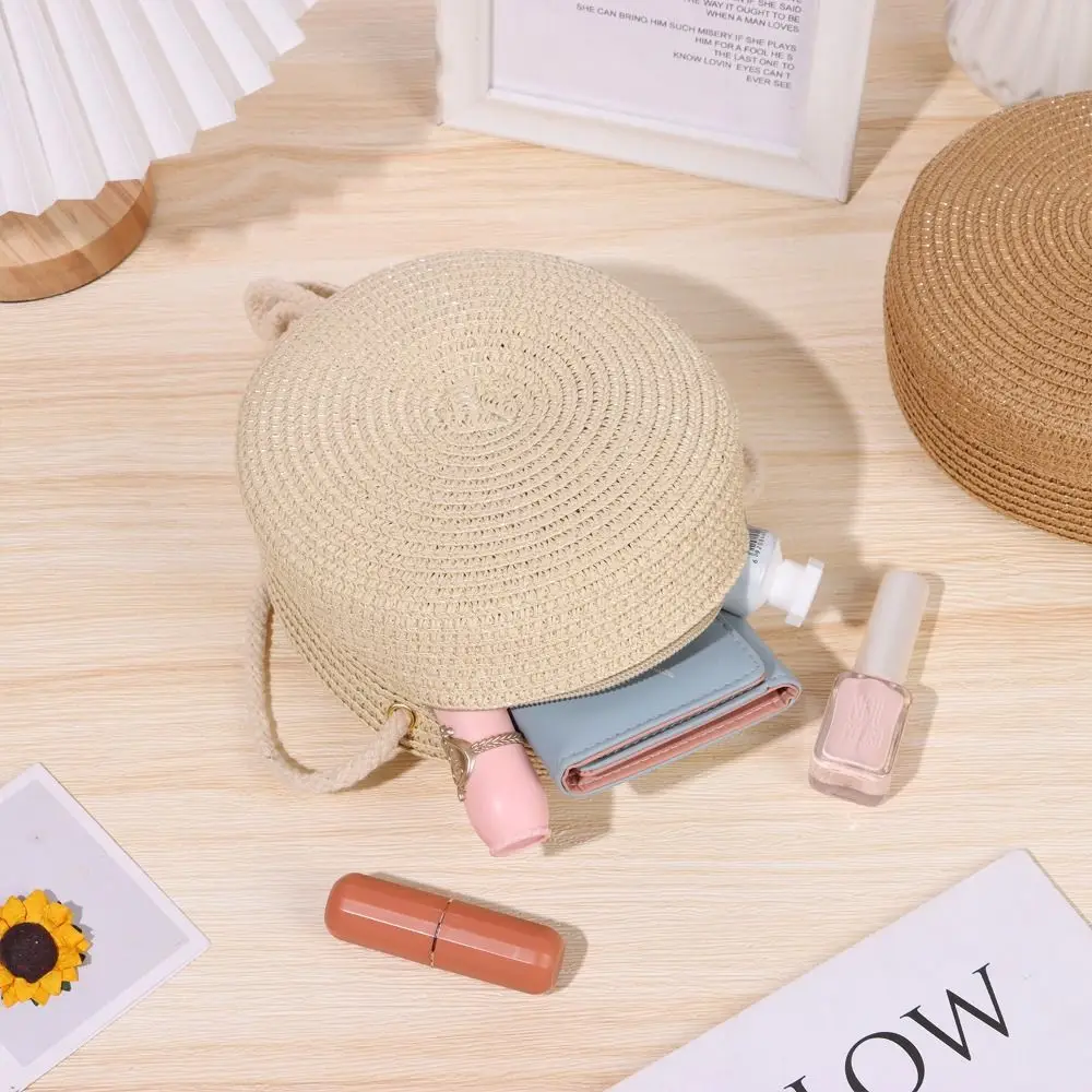 Mode Runde Frauen Mädchen Rattan Gewebt Stroh Handtasche Stroh Tasche Sommer Strand Tasche