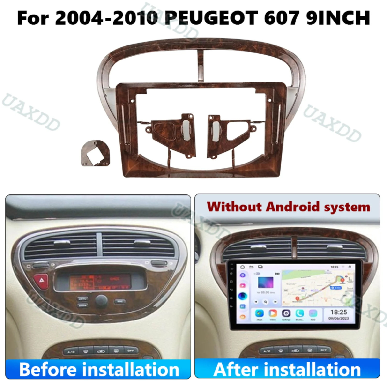 Center 9 Inch Car Frame Panel Accessories For Peugeot 607 2004-2010 Plastic 2Din Automotive Console Interior CD Dashboard Fascia