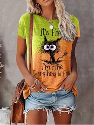 3D Print T-shirts Women Streetwear Summer Cartoon Cats Fine Casual Fashion Short Sleeve T Shirt O-neck Tees Tops Clothing