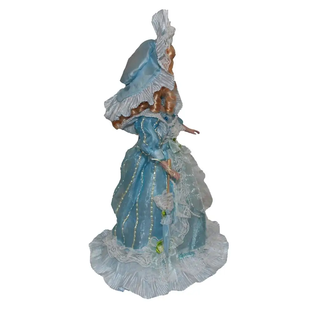 Figurine en céramique Girl Butter Nobility avec ensemble de robe bleu clair, 40cm