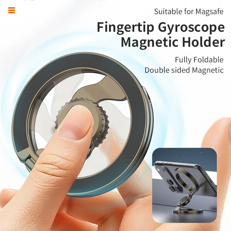 New 360° Rotation Dual-sided Strong Magnetic Stand for iPhone 17 16 Pro Max Samsung Folding Finger Ring Phone Holder for Magsafe
