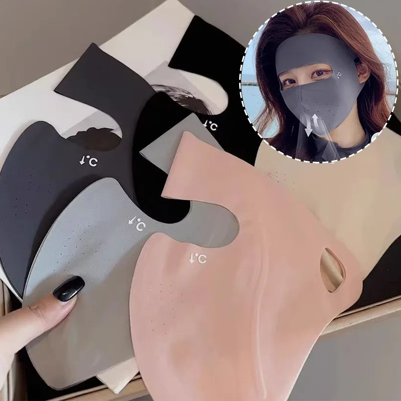 ใหม่ Full-Face ฤดูร้อนครีมกันแดดหน้ากากผู้หญิงกลางแจ้ง Face GUARD ล้างทําความสะอาดได้ Soft Breathable ICE Silk Sun หน้ากากป้องกัน