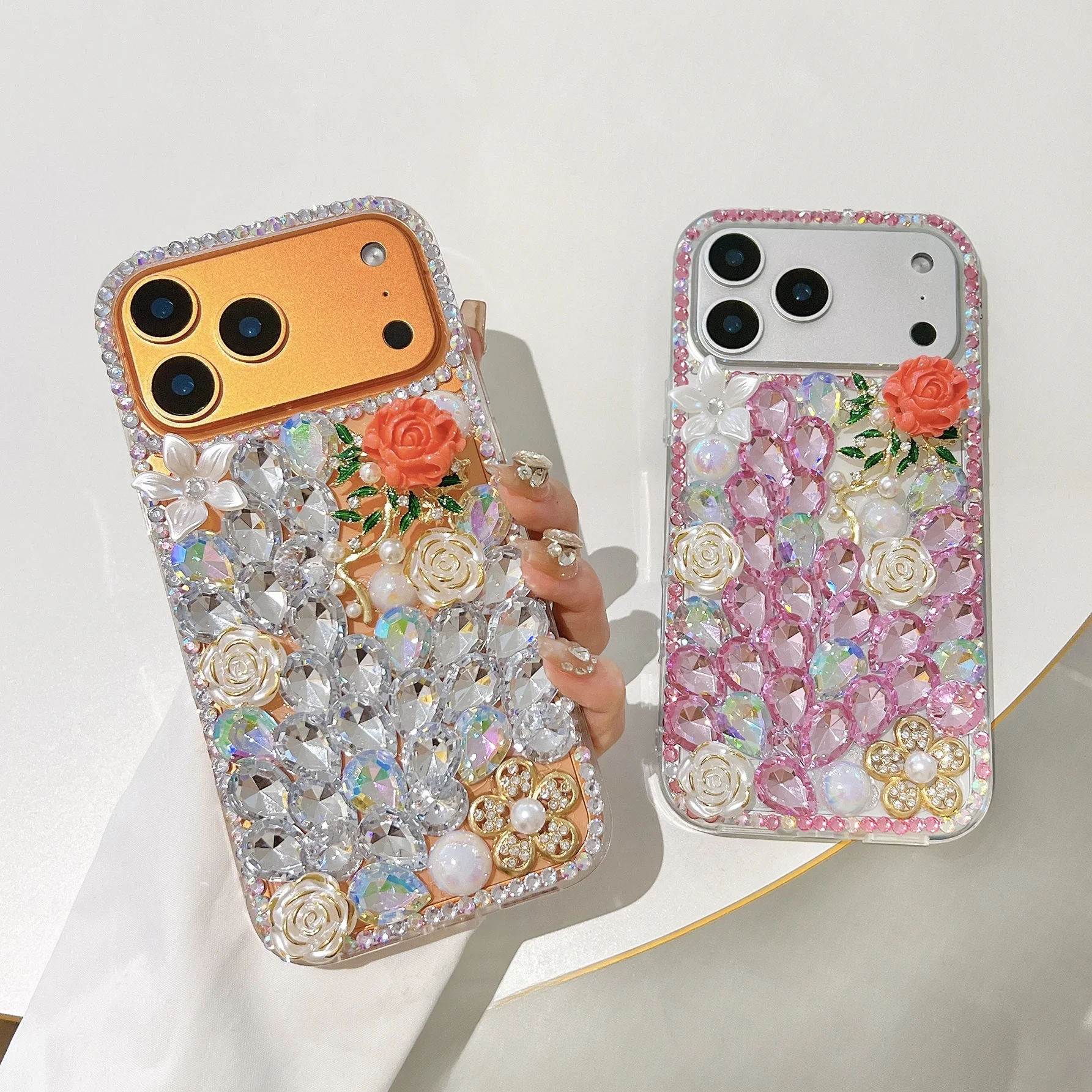 Luxury 3D Bling Rhinestone Floral Phone Case for Samsung Galaxy S26 S25 S24 S23 S22 S21 S20 Ultra Plus FE Edge S10 S9 Cover