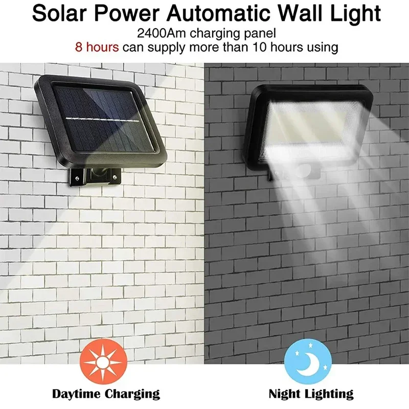 Solar LED Split Tipo Wall Light, COB Indução Iluminação, Corredor, Pátio, Gramado Suspenso, Jardim, Iluminação Pública Decorativa, 100LED