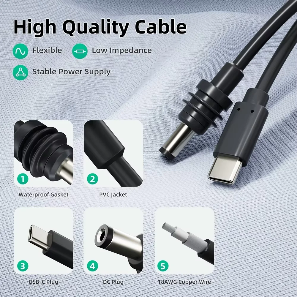 KEBIDUMEI For Starlink Mini Power Charging Cable Replacement Power for Starlink Mini 2M Power DC Male to DC Male Waterproof Cord