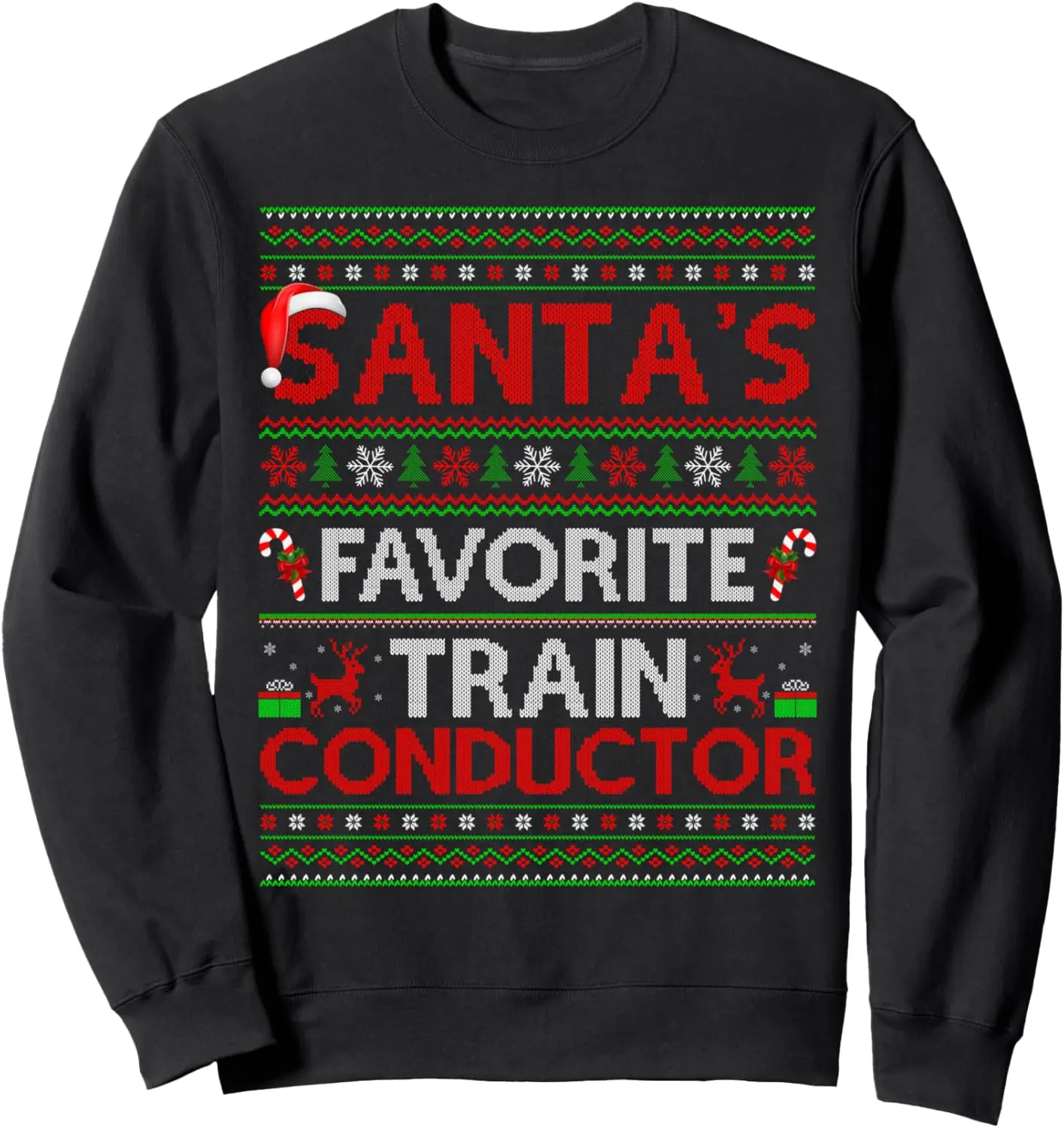 Ugly Xmas Santa's Favorite Train Conductor Christmas Sweatshirt