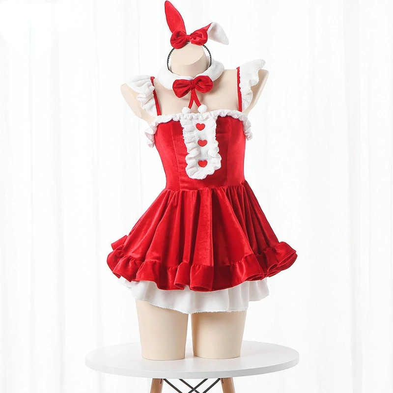 Anime Kawaii Mädchen Rosa Bunny Maid Lolita Kleid Kostüm Cosplay Nette Student Frauen Kaninchen Nachthemd Pyjamas Dessous