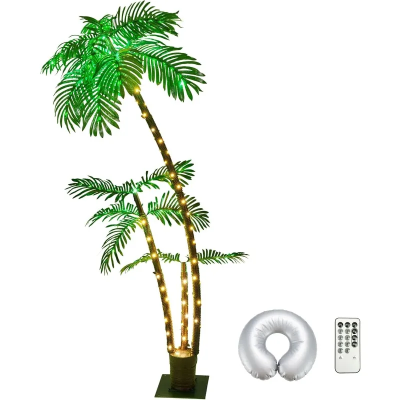 

6FT Lighted Palm Trees Outdoor Christmas Trees for Decorations Decor LED Artificial Fake Palm Trees Lights for Outside Patio