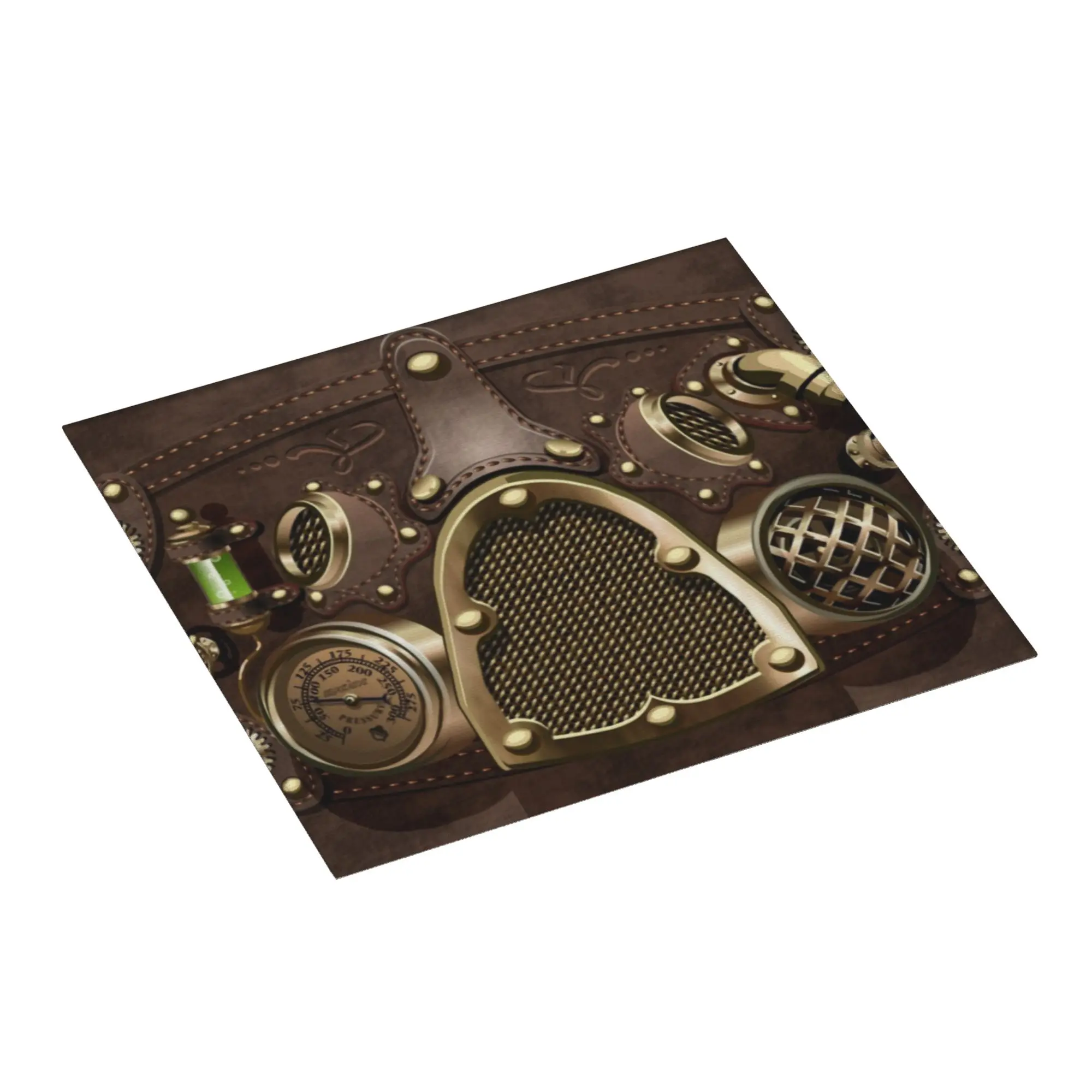 Steampunk Leather Non Slip Kitchen Counter Protector Mat Barware Tableware Reusable Pilot Air Fighter Drying Mat For Kitchen