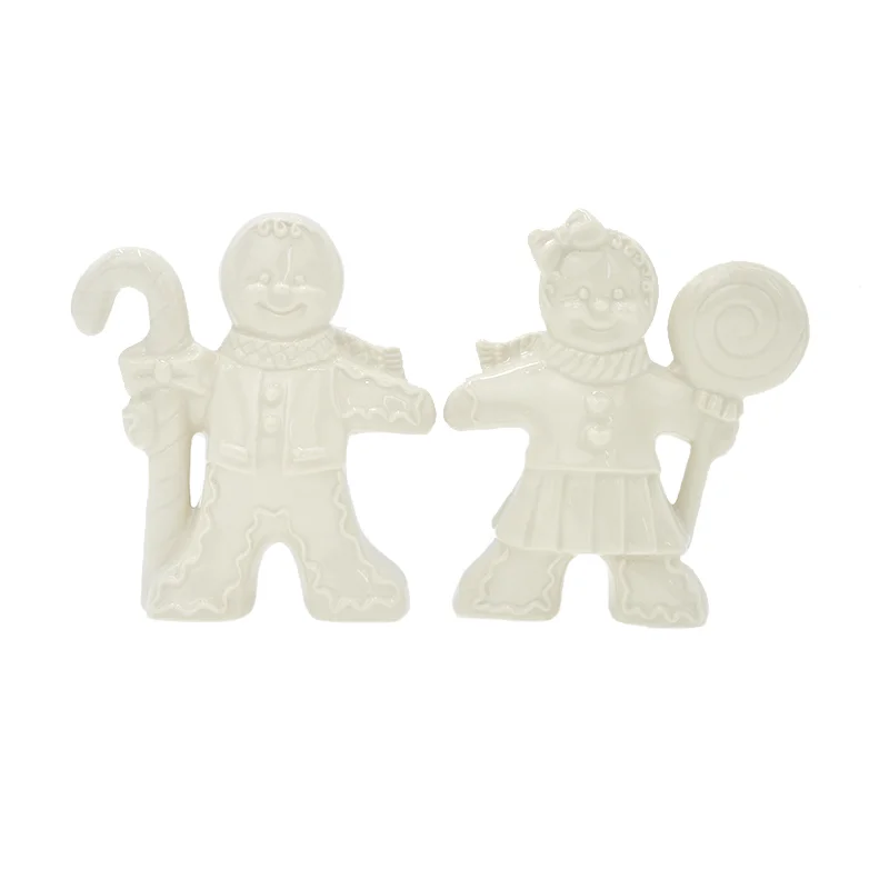 

Solid Ivory White Ceramic Candy Boy and Candy Girl figurines Christmas Decorative Ornament Gift