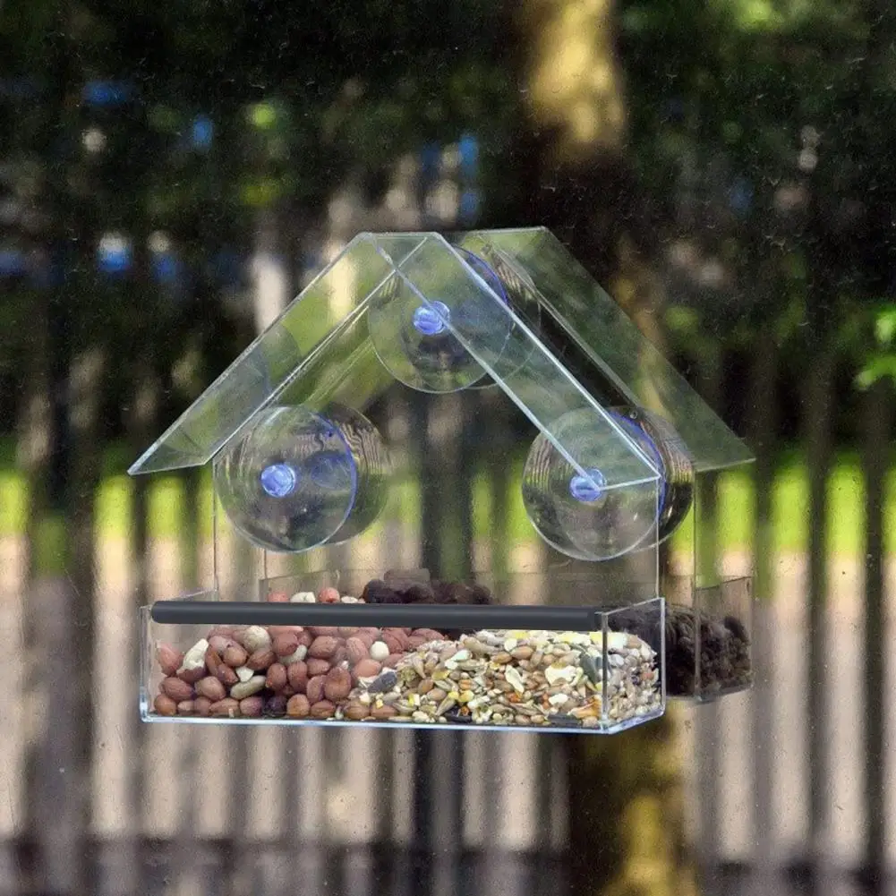 Bird Feeder Suction Cup Bird Cage Feeder Parrot Birds Water Bowl Parakeet Feeder Box Window Mounted Bird FeederPet Bird Feeder