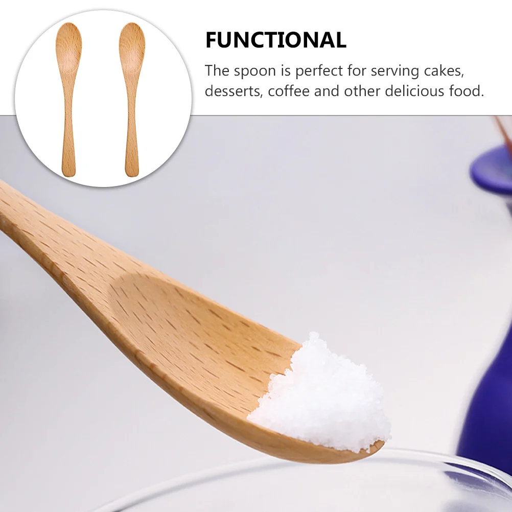 

2pcs Natural Beech Wood Small Rice Spoon Smooth Kitchen Tool For Cooking Soup Stirring Coffee Serving Dessert Home