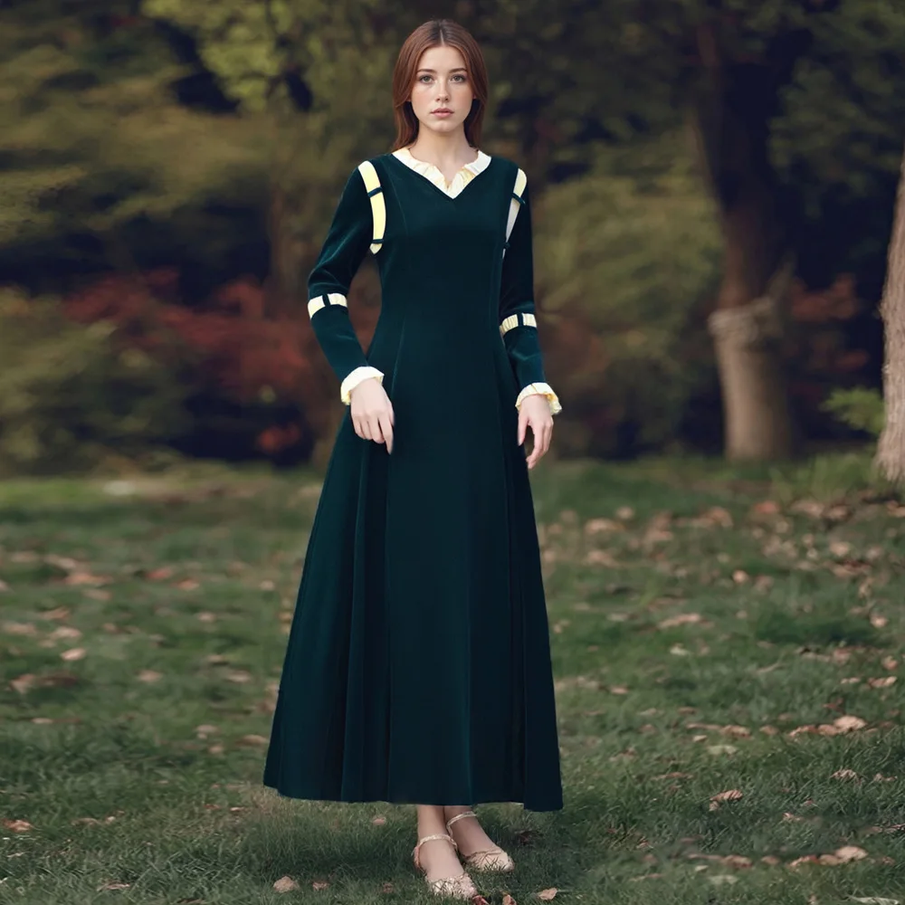 Disfraz de Cosplay de la Princesa Mérida, Conjunto Completo para Halloween, Falda Larga, Elegante Traje para Mujer, Producción China, Verano 2024