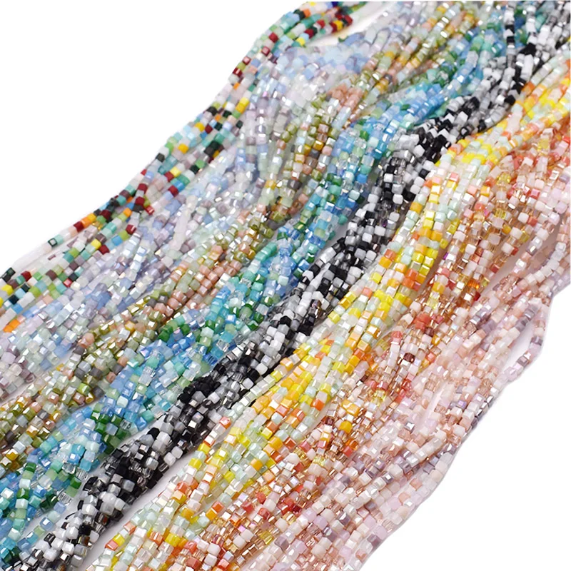 

Mixed Candy Color 3mm 180pcs Cube Czech Crystal Glass Beads Cube Square Glass Loose Space Beads For Jewelry Making DIY Handmade
