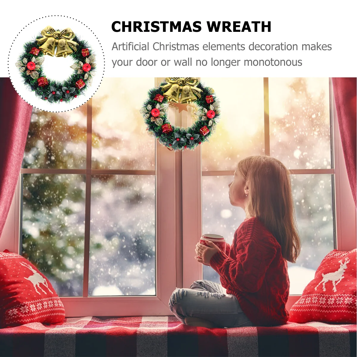 

Christmas Wreath Artificial Flower Pine Cone Design Door Wall Hanging Decor For Indoor Outdoor Party Xmas Decorations Supplies