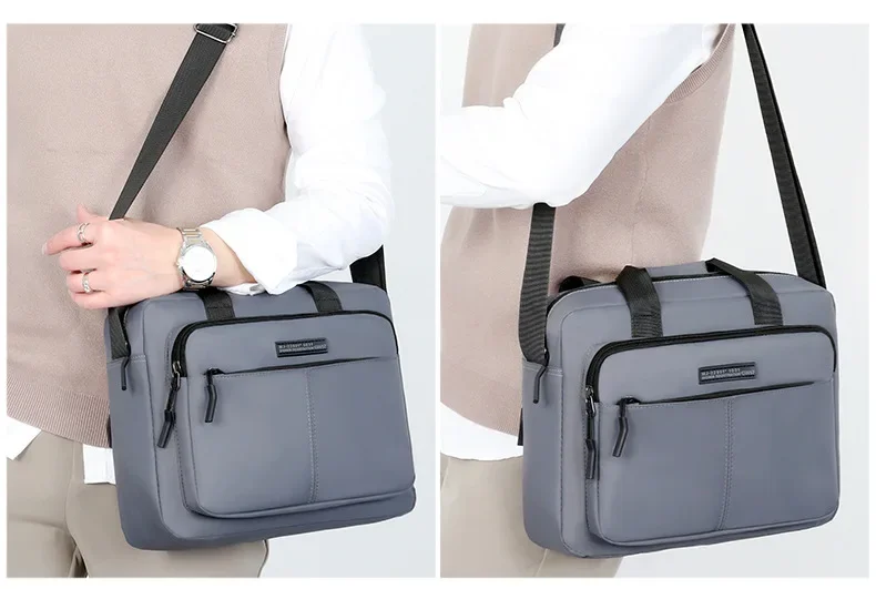New Men's Large-capacity Horizontal Shoulder Bag Messenger Bag Briefcase Multifunctional Simple A4 Book Handbag Business Bag 가방
