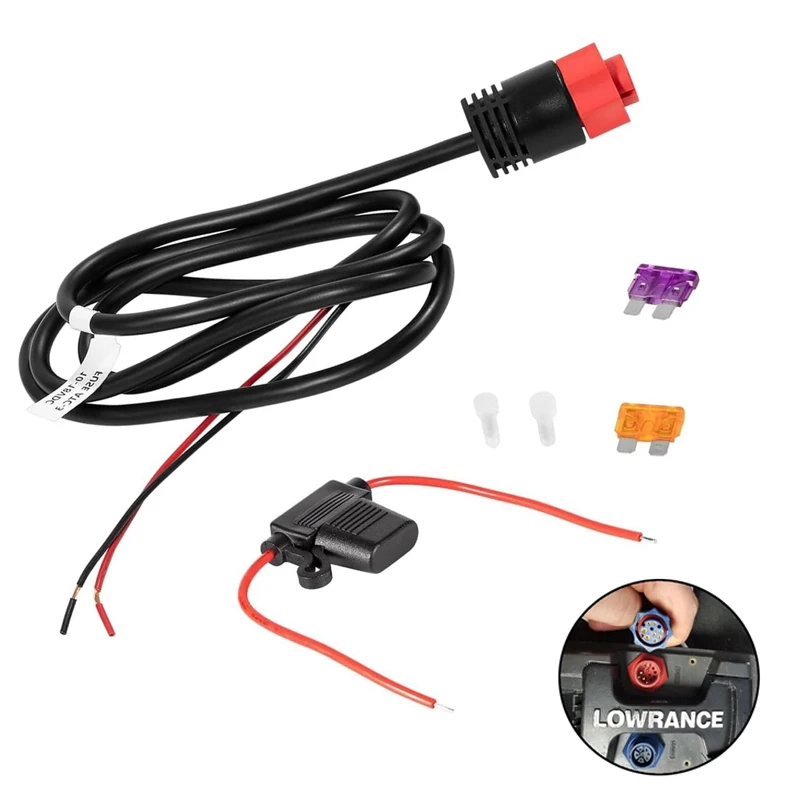 Cabo de alimentação de 3 pés, HDS/Elite/Hook # 000-14041-001, Cabo de Alimentação de 2 Fios Compatível Apenas com Lowrance HDS, Elite FS, Elite Ti2, Hook, Mark