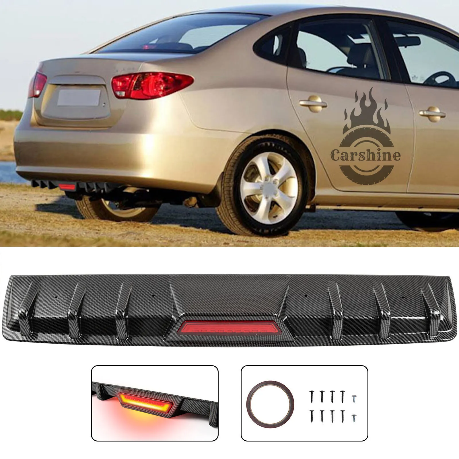 

Rear Bumper Diffuser Splitter Lip W/Led Brake Light For Hyundai Elantra 2006 New