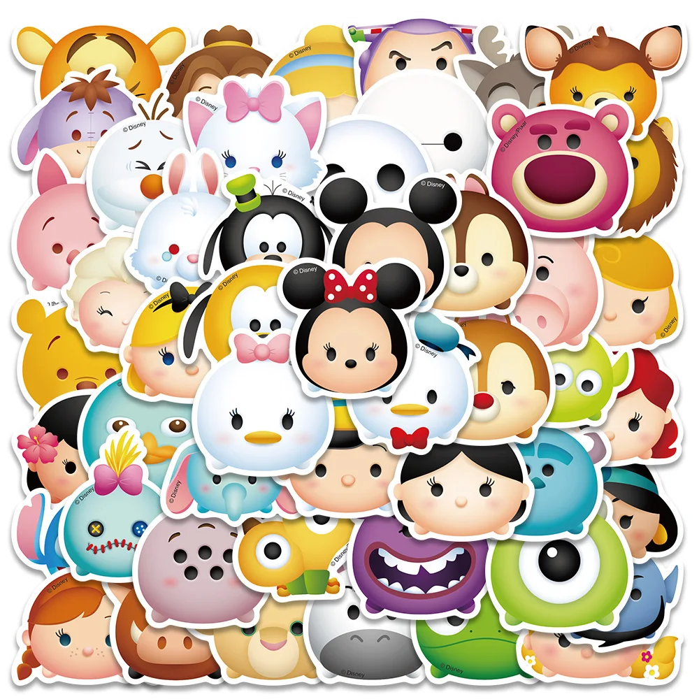 

50pcs Cute Cartoon Anime Tsum Tsum Disney Stickers For Laptop Water Bottle Luggage Notebook Vinyl Waterproof Graffiti Decals