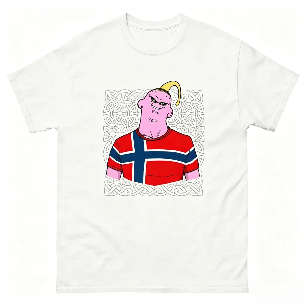 Cartoon Portrait Nordic Knot Ornament Graphic Men T-shirt Flag Print O-neck Vintage Streetwear Casual Sports Short Sleeve Tee