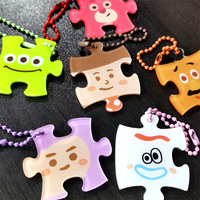 Disney Toy Story Puzzle Acrylic Keychain KeyRing Cute Cartoon Buzz Lightyear Alien Key Chain for Women Bag Car Key Pendant Gifts