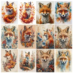 Painting By Numbers Yellow Fox Style Flower Animal Adult Acrylic Kit Seascape DIY Acrylic Paint Canva Artwork Gift Home Decorate