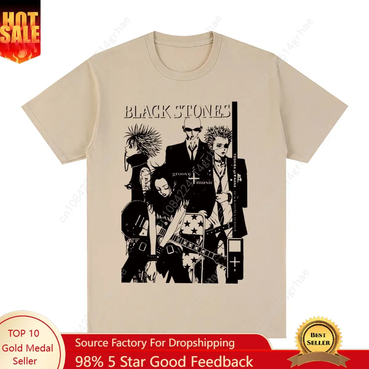 

Black Stones NANA Osaki Vintage T-shirt Gift Idea Unique Cotton Men T shirt New Tee Tshirt Womens Tops