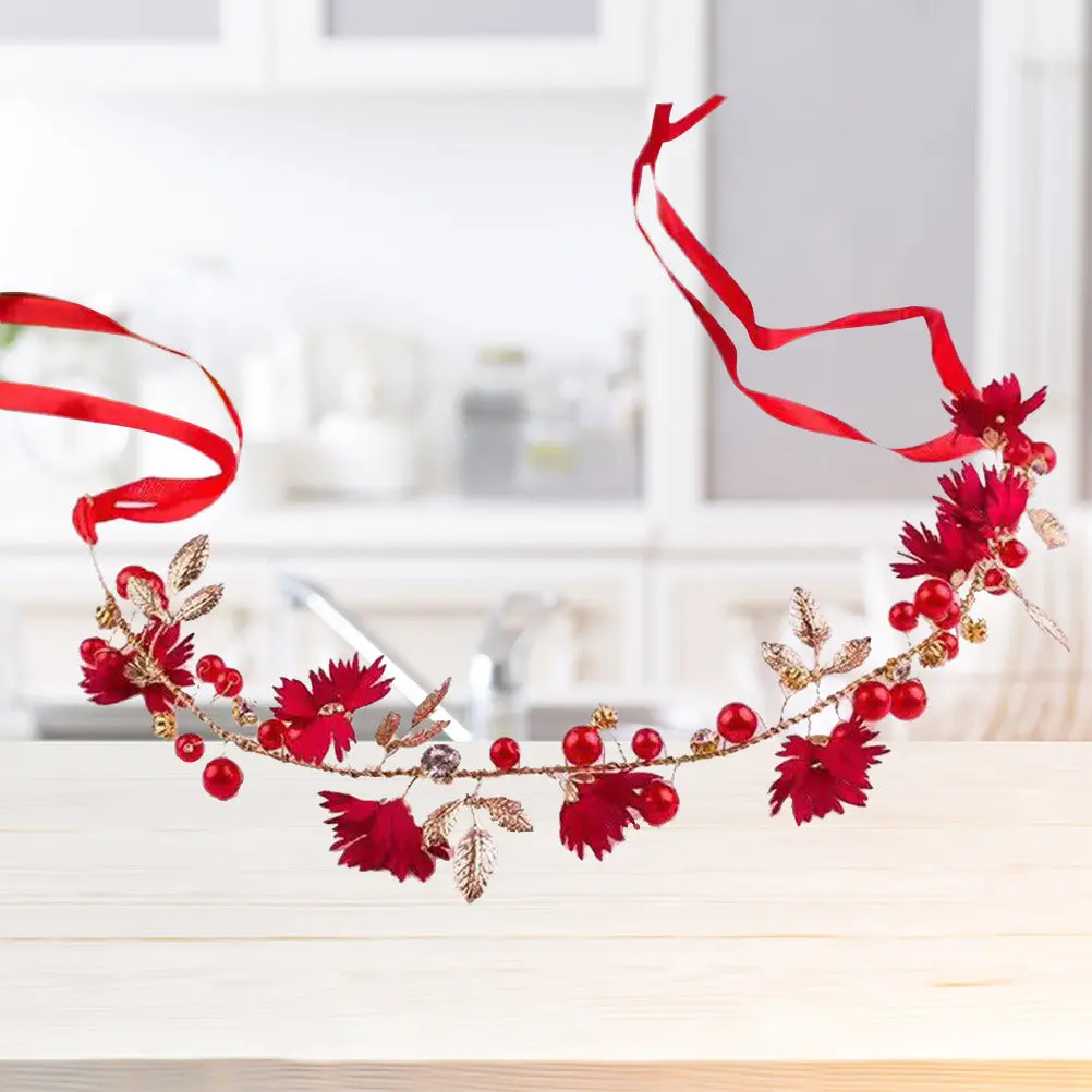 

Красная повязка на голову с кристаллами и бусинами ручной работы, элегантный аксессуар для невесты, подружки невесты, на День святого Валентина