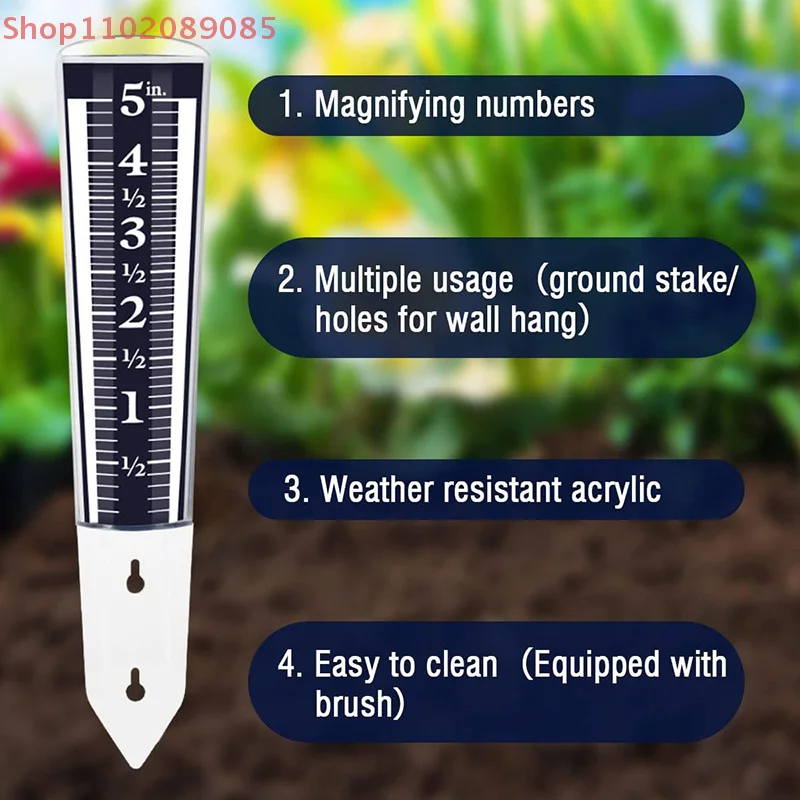 Medidor de lluvia duradero para exteriores con báscula de aumento para jardines