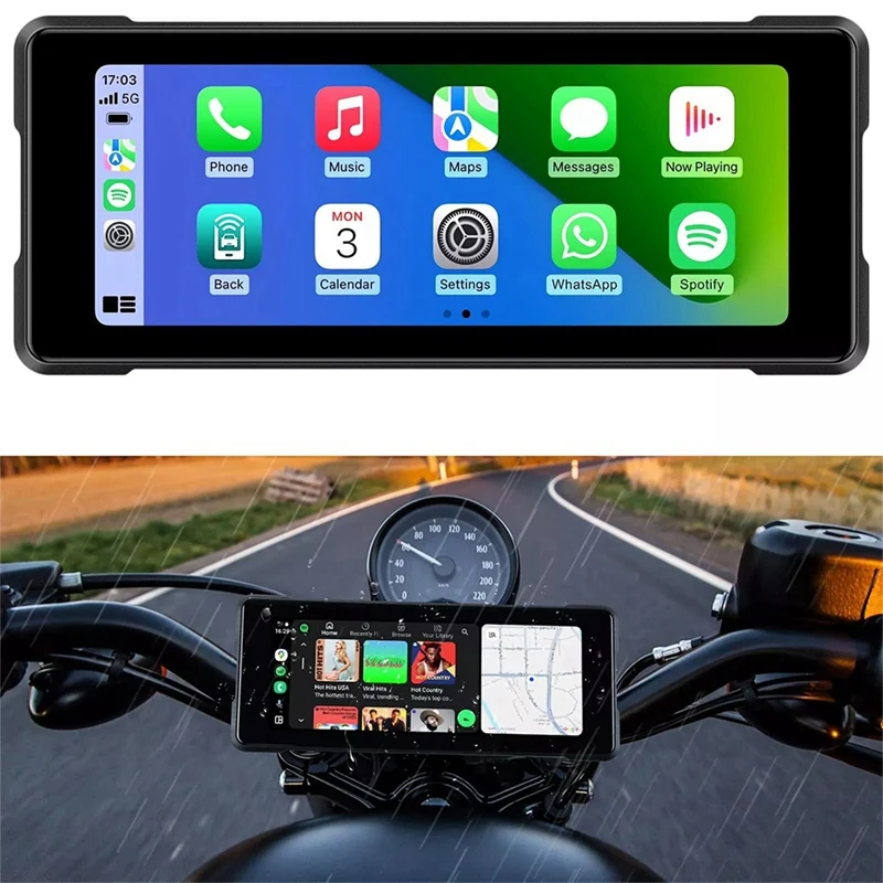 Motorrad 6,86 Zoll Bluetooth tragbaren Bildschirm GPS Navigation IP68 wasserdicht drahtlose Carplay Android Auto MP5-Player