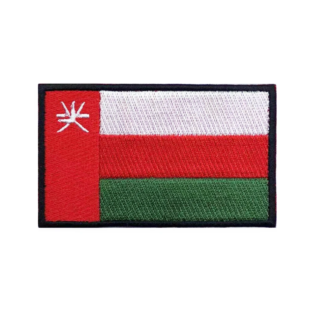 Oman flag Patches Armband Embroidered Patch Hook & Loop Iron On Embroidery Badge Military Stripe