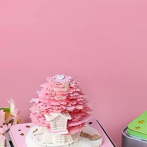 

Omoshiroi Block 3D Notepad Sakura Treehouse 3D Calendar 2026 3D Memo Pad Block Notes Offices Paper Notes Christmas Birthday Gift