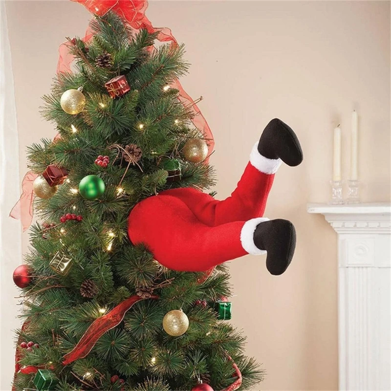 Christmas Tree Decoration Plush Door Decor Santa Elf Legs for Christmas Festive Dropship
