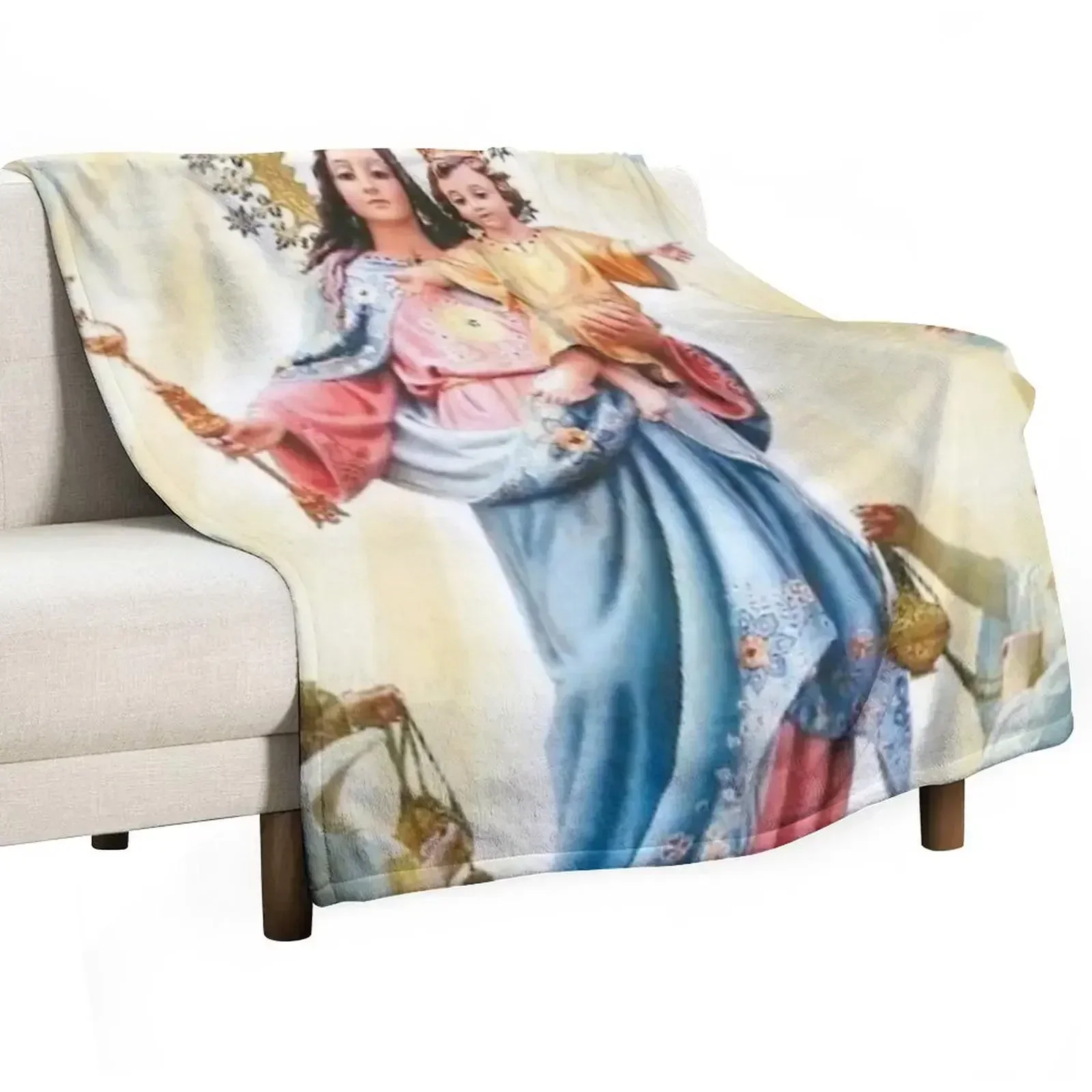 Mary mother of Jesus design Throw Blanket Ultra Soft Flannel Fleece Blanket for All Seasons